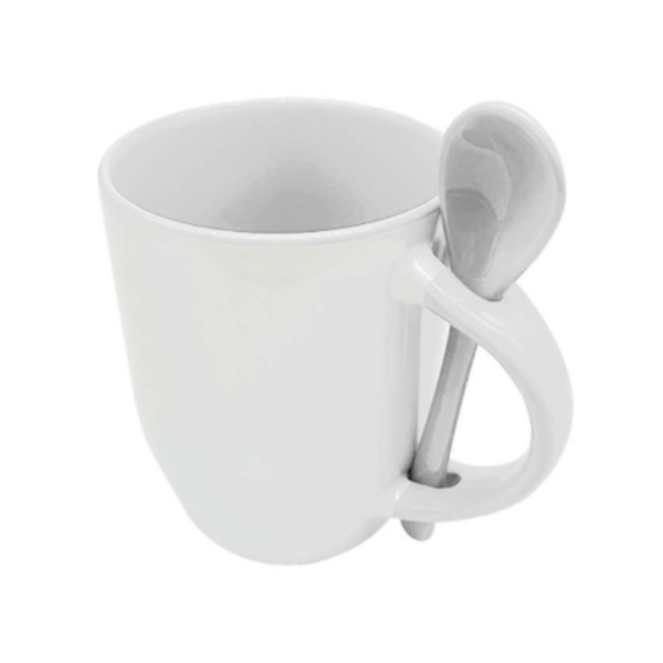 Personalized Mug with Spoon Side View